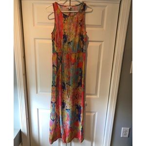 Watercolor print maxi with open back